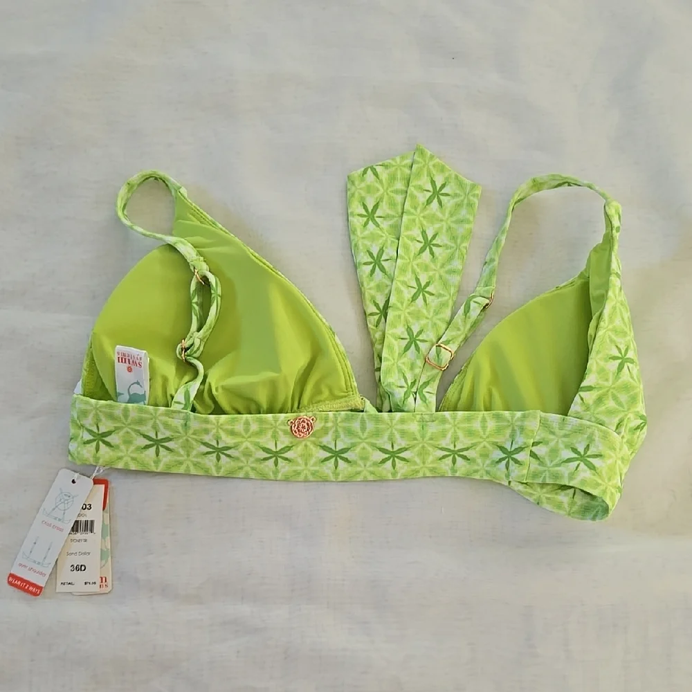 Green Patterned Bikini Top - Picture 3 of 5